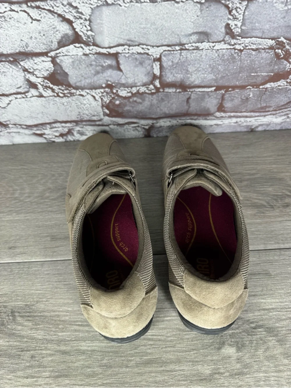 Munro American Sport Tan Brown Leather Adjustable Loafers Shoes Women Sz 8.5M US